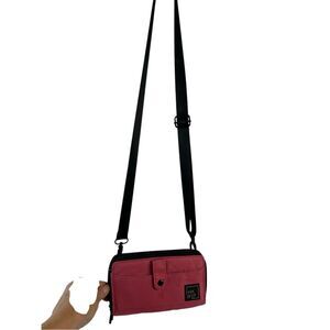 IHKWIP crossbody pink wallet zippers nylon 8x5" Black strap
